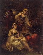 Narcisse Virgilio Diaz Four Spanish Maidens oil painting on canvas